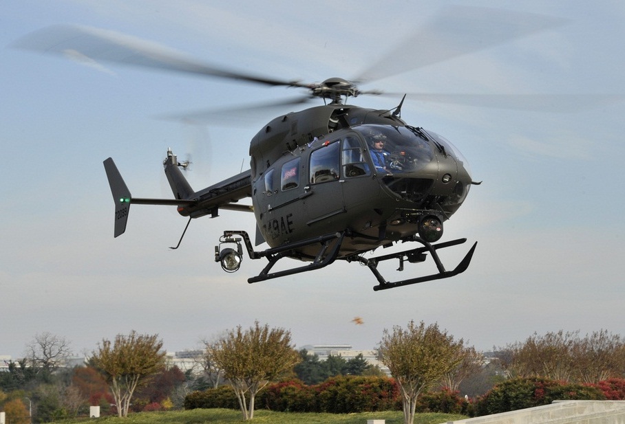The U.S. Army unveils the Light Utility Helicopter UH-72A at the Pentagon in Washington, D.C. The helicopter is equipped with state of the art equipment and was design to support the National Guard's mission and law enforcement agencies around the country. (U.S. Army photo by Staff Sgt. Teddy Wade/Released)
